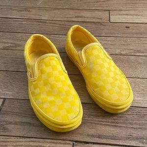 Yellow Checkered Slip On Vans